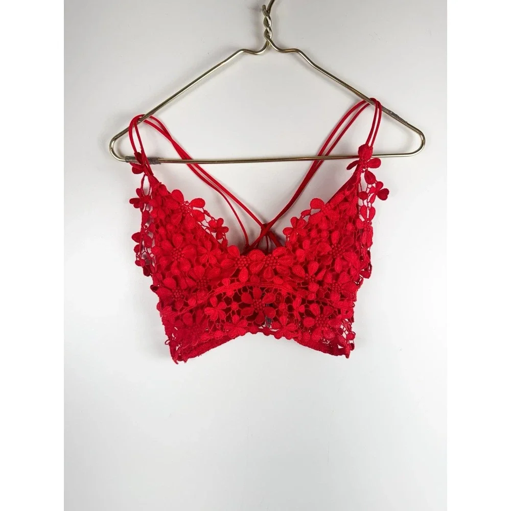 Free People Intimately Miss Dazie Crochet Lace Bralette Sz S Festival Romantic - Picture 2 of 5